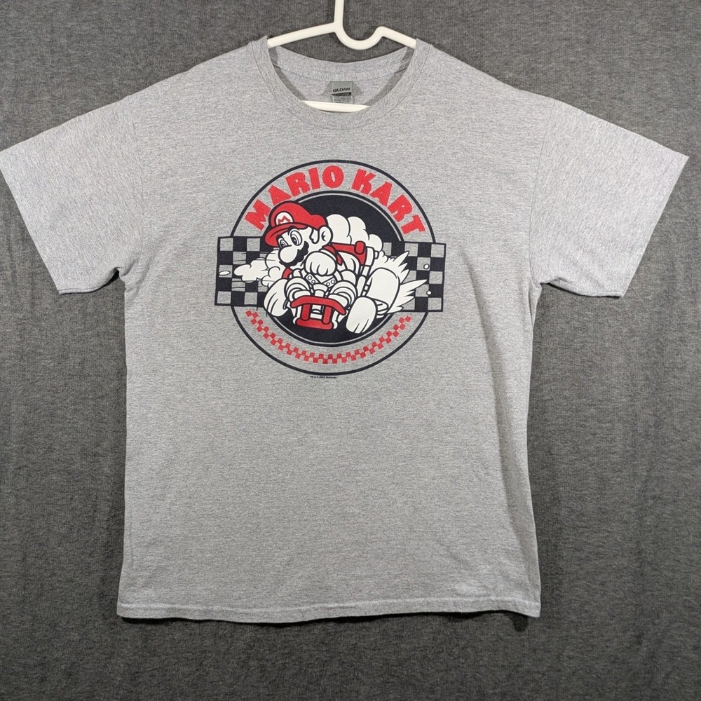 Nintendo Super Mario Cart Gray Graphic‎ T-Shirt Cotton Blend Size L